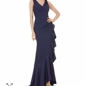 carmen marc valvo dress dark blue